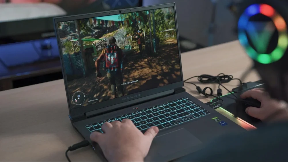 Excalibur gaming laptop, playing Far Cry 6