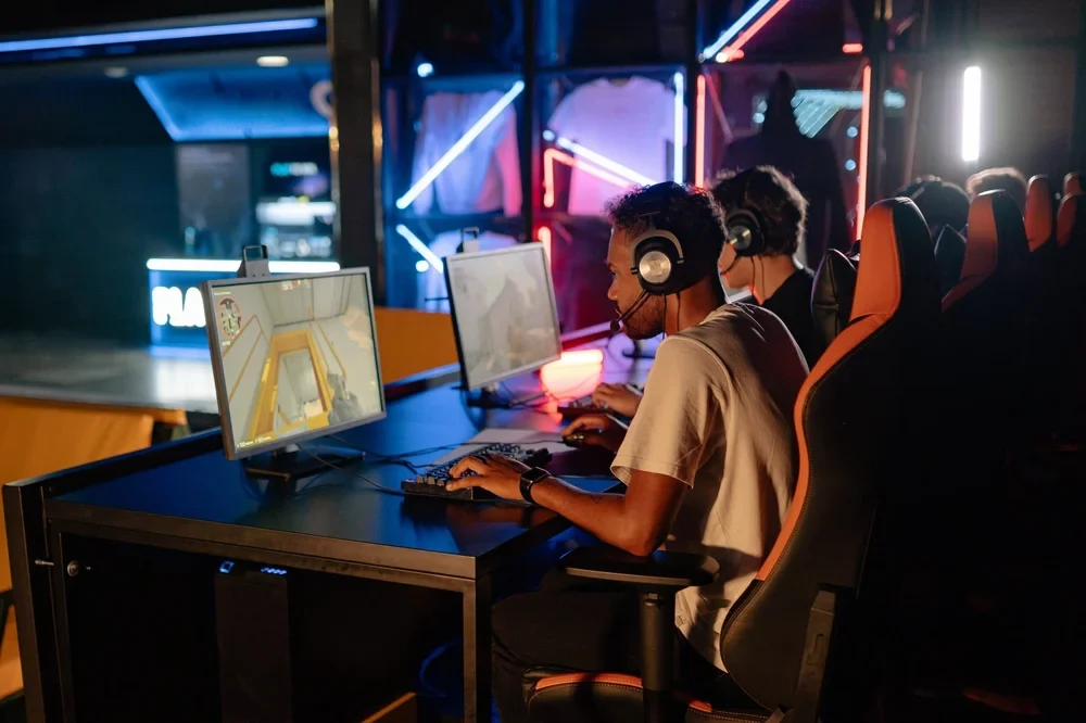 Computer Gamers with LCD Monitors