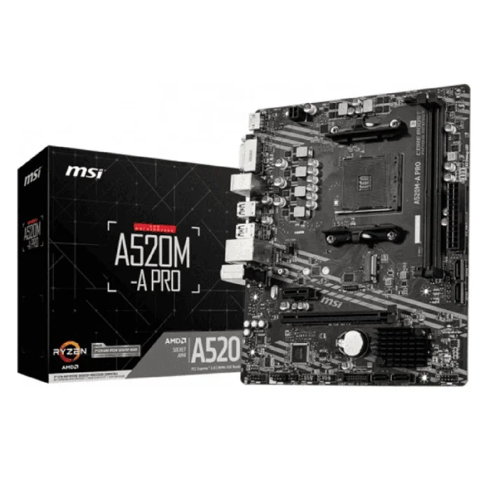 MSI A520M Pro mATX D4 Motherboard for AMD AM4 CPU - RIG-A520M-PRO