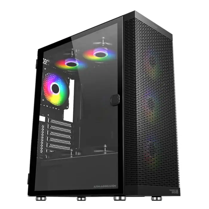 Armaggedon Tessaraxx Apex 8 Tempered Glass ATX Gaming Case (Fans Not Included) - APEX8BLK