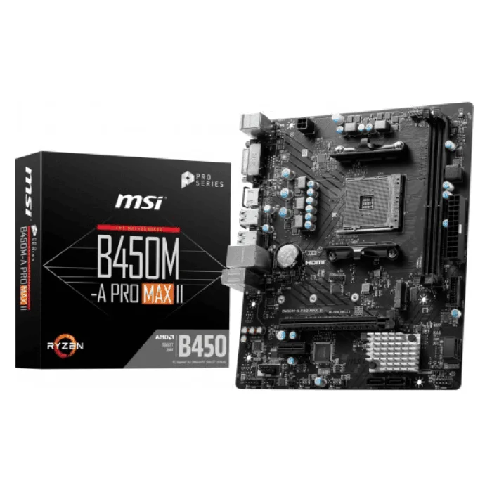 MSI B450M-A Pro MAX II mATX D4 Motherboard for AMD AM4 CPU - RIG-B450M-APROMAXII
