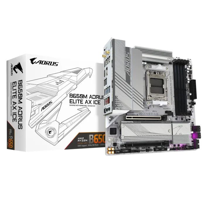 Gigabyte B650M AORUS ELITE AX ICE AM5 Motherboard - RIG-B650M AORUS ELITE AX ICE
