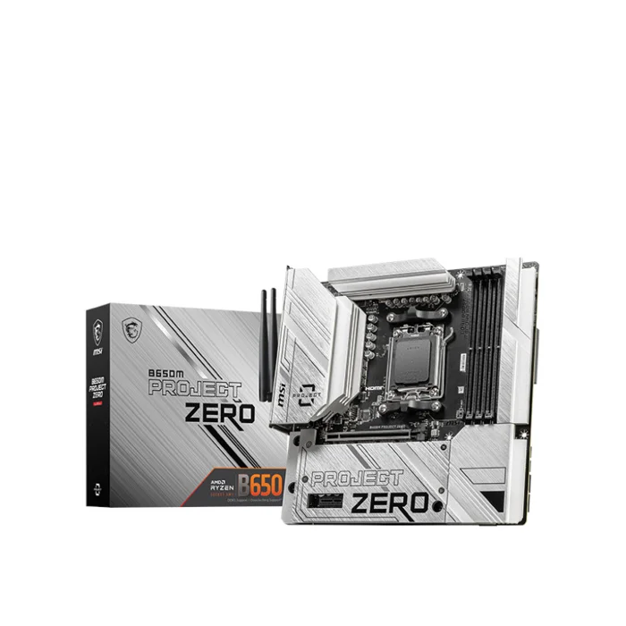 MSI B650M PROJECT ZERO WiFi 6E AMD B650 Ryzen Socket AM5 mATX YTX Desktop Motherboard - B650M PROJECT ZERO