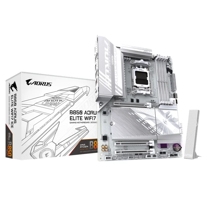 Gigabyte B850 AORUS ELITE ICE For AMD AM5 Motherboard - RIG-B850 AORUS ELITE ICE