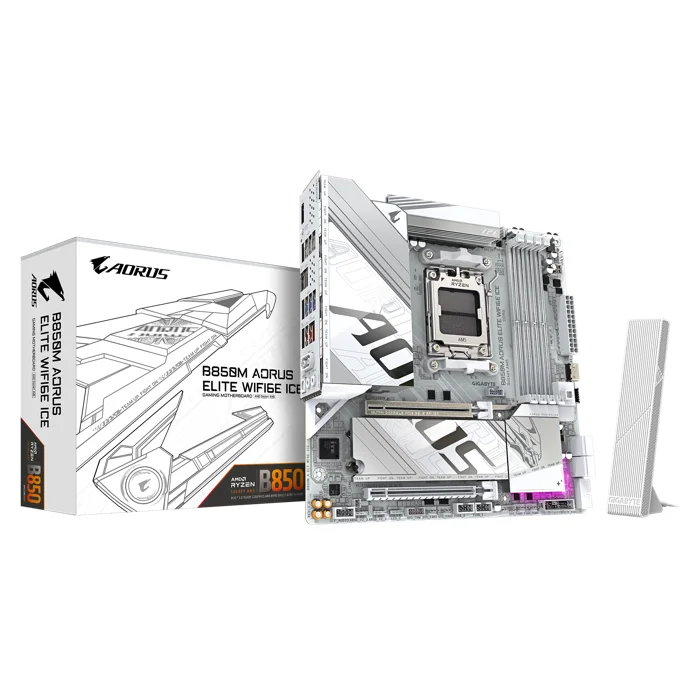 Gigabyte B850M AORUS ELITE ICE For AMD AM5 Motherboard - RIG-B850M AORUS ELITE ICE