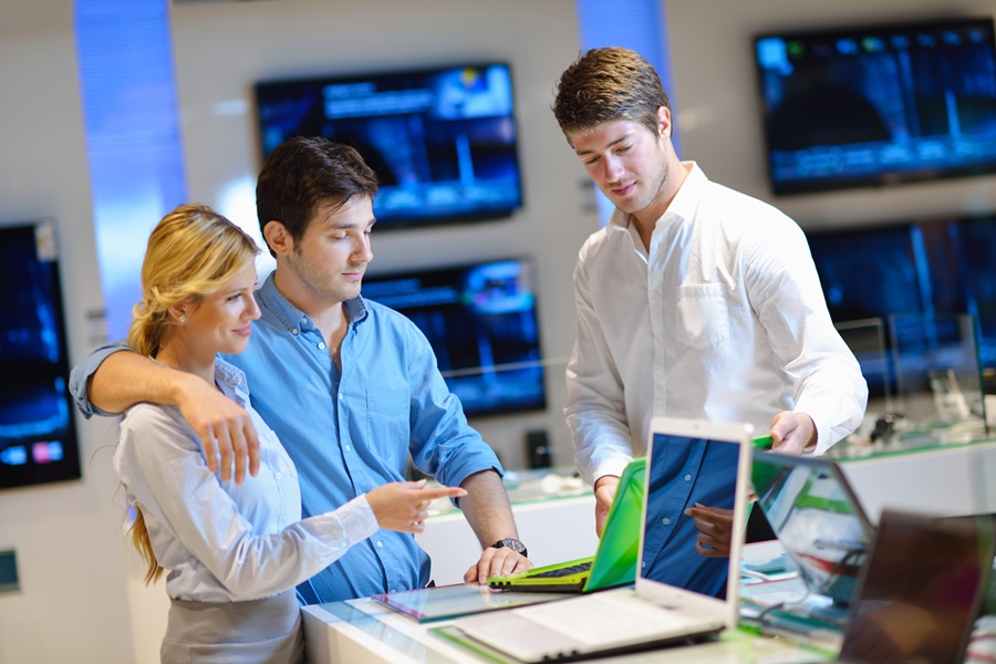 Consumers buying electronics