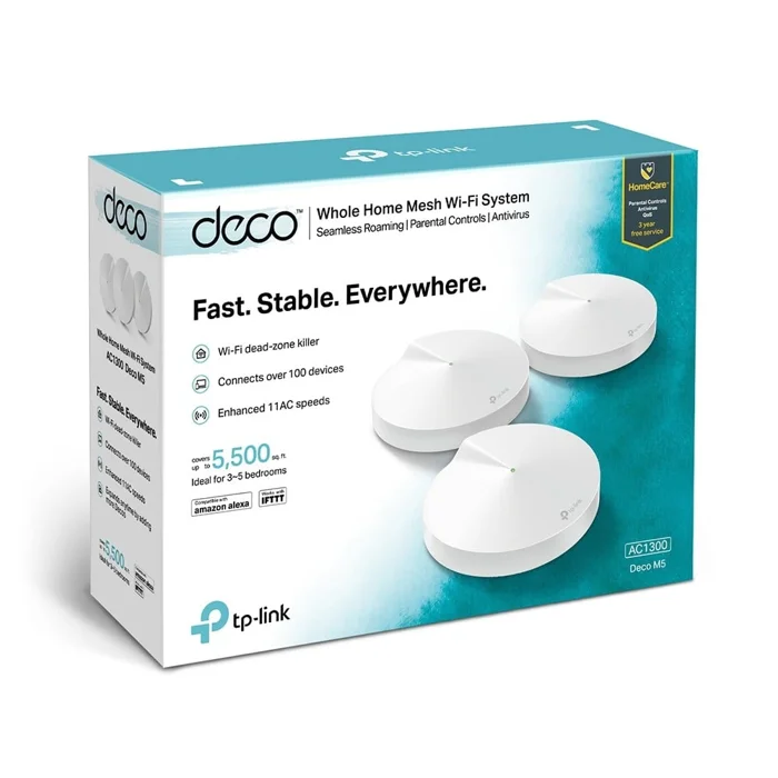 TP-Link Deco M5 AC1300 Whole Home Mesh WiFi System (3-Pack) - DECO-M5-3-PACK