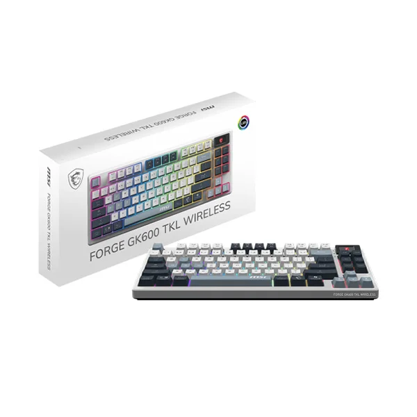 MSI FORGE GK600 Tenkeyless Sky Wireless Keyboard - GK600 TKL W SKY US