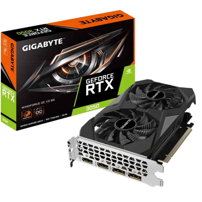 Gigabyte GeForce RTX 3050 WINDFORCE 2X OC 6GB Graphics Card - GV-N3050WF2OCV2-6GD