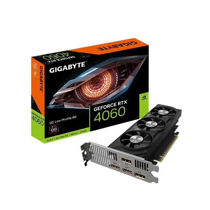 Gigabyte GeForce RTX 4060 OC Low Profile 8G Graphics Card - GV-N4060oC-8GL