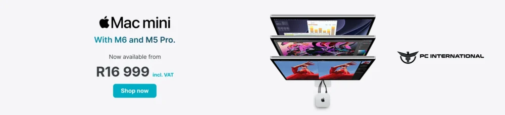 Apple Mac mini with M6 and M5 Pro, available from R16 999 incl. VAT at PC International