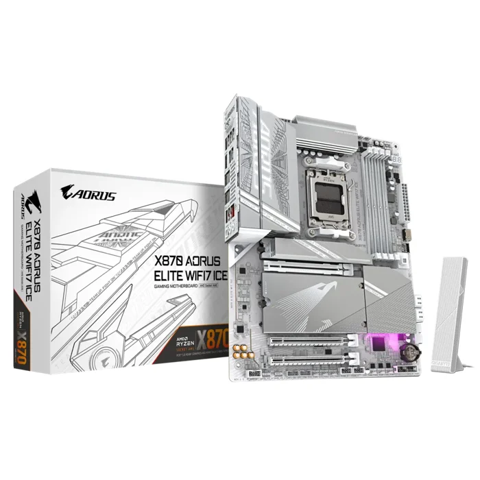 Gigabyte X870 AORUS ELITE WIFI 7 ICE AMD X870 Ryzen Socket AM5 ATX Desktop Motherboard - RIG-X870-AORUS-ELITE-WIFI7-IC