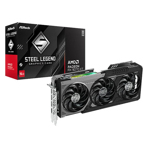 ASRock Radeon RX 9070 XT Steel Legend 16GB Graphics Card - RX 9070 XT STEEL LEGEND