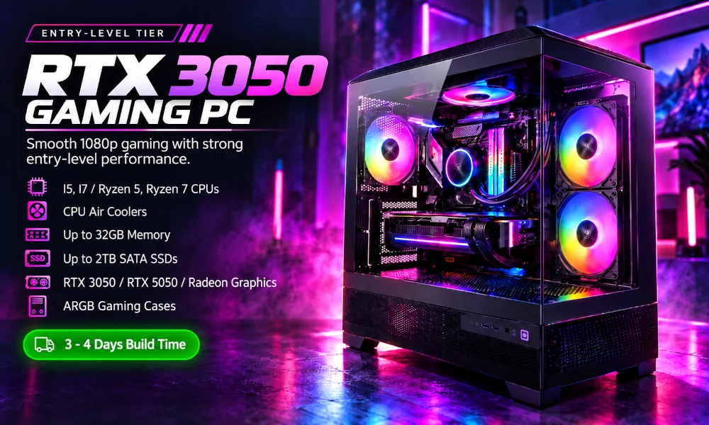 Vector 3050 Intel Core i5 and Nova 3050 AMD Ryzen 5 prebuilt gaming PCs under R15000