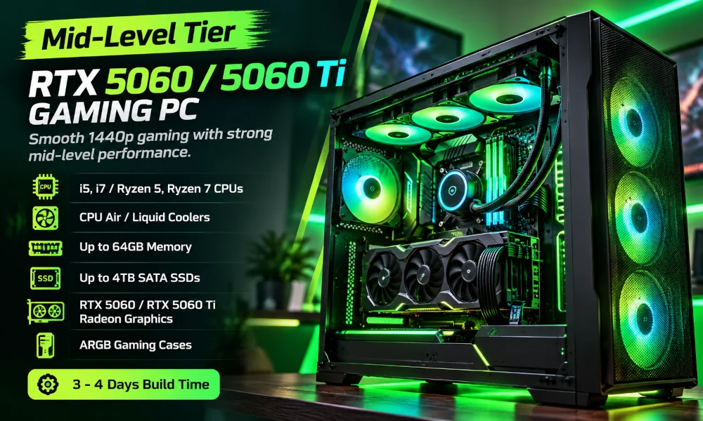 Quantum 5060 Ti Intel Core Ultra and Reactor 5060 Ti AMD Ryzen 9 prebuilt systems