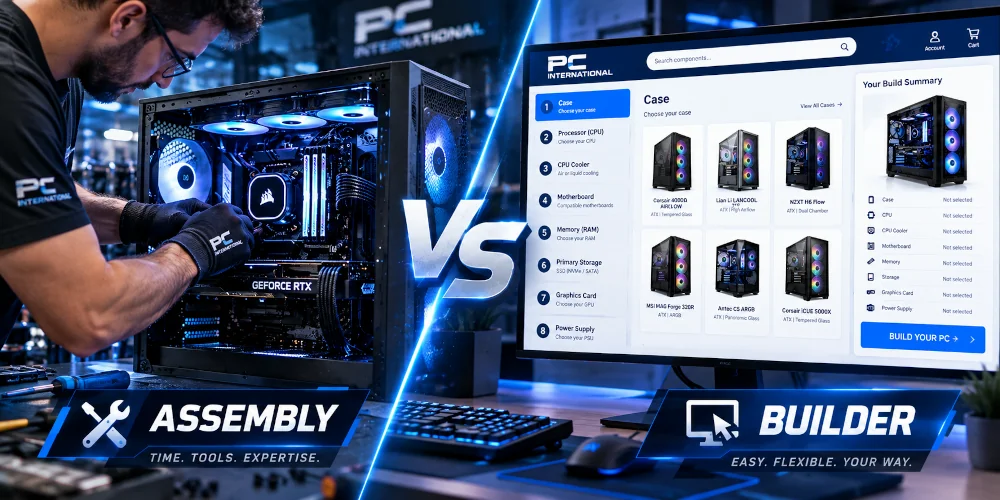 Quality testing prebuilt gaming PCs and using the PC International custom PC Builder