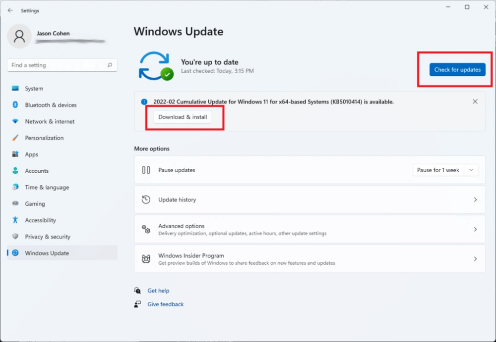 Update Windows Drivers and Apps settings window