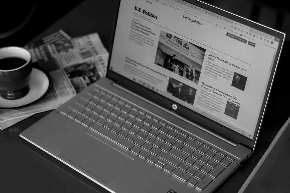 Grayscale laptop photography