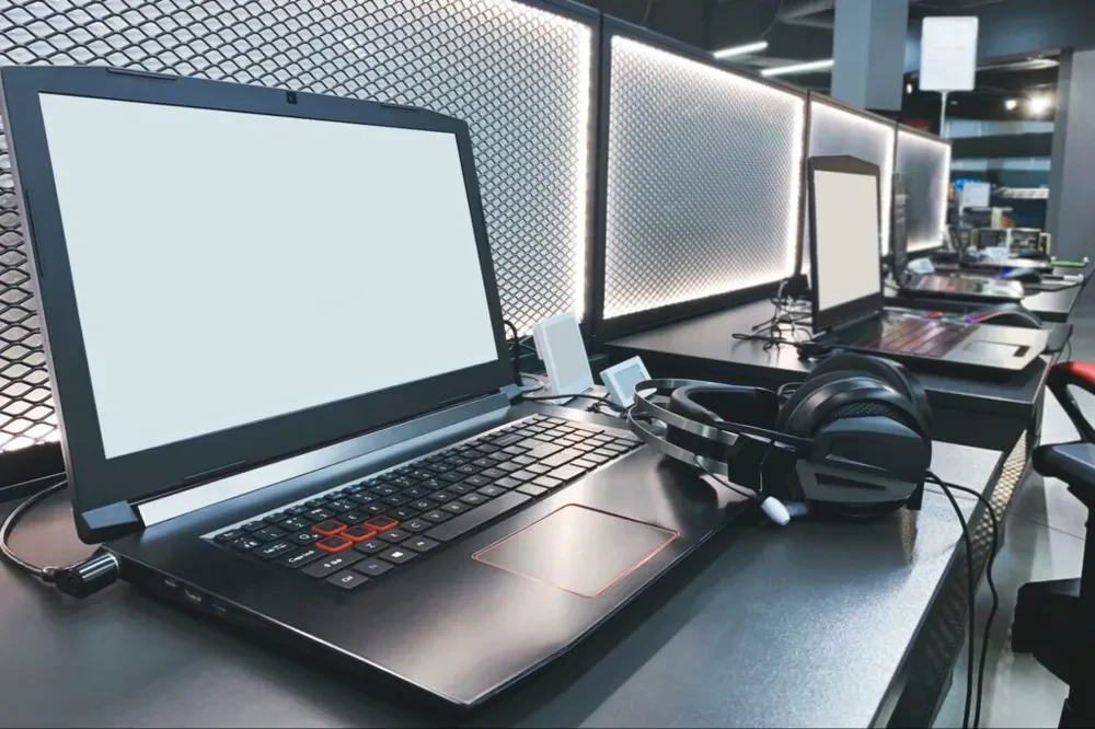 Modern minimalistic LAN setup, close up photo shot