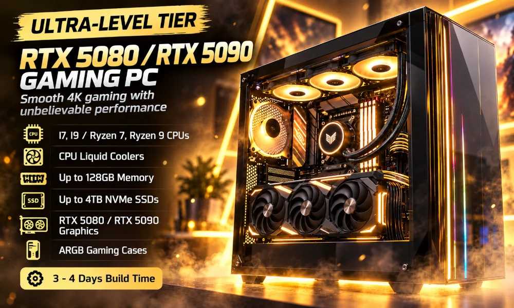 Flagship Singularity RTX 5090 AMD Ryzen 9 9950X gaming PC build at PC International